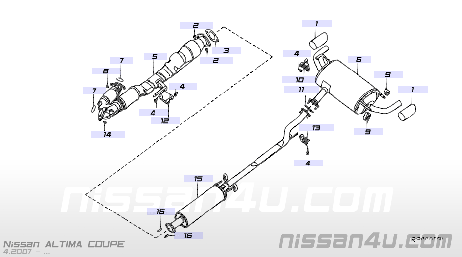 2007 Nissan altima exhaust system diagram #2